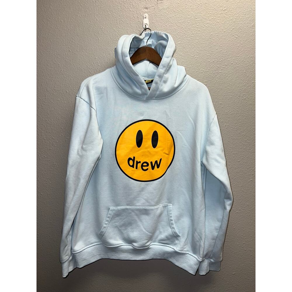 Drew Skate House Hoodie Blue Pullover Skatehouse Skateboard Smiley Face Size XL